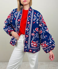 Cardigan bluette-rosso