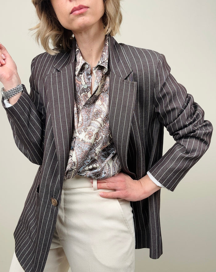 Blazer gessato cioccolato