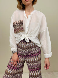 Camicia in cotone/seta con taschina tessuto stile missoni
