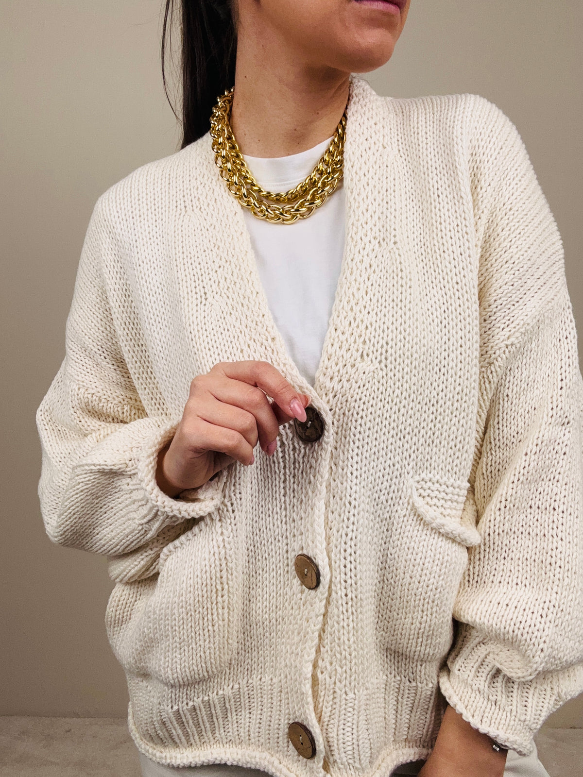 Cardigan bottoni legno (più colori)