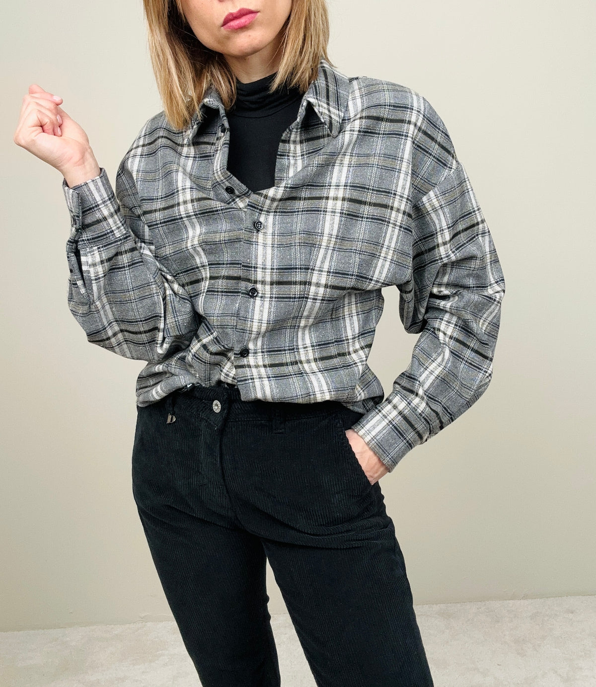 Camicia check sfiancata