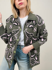 Cardigan bandana con colletto