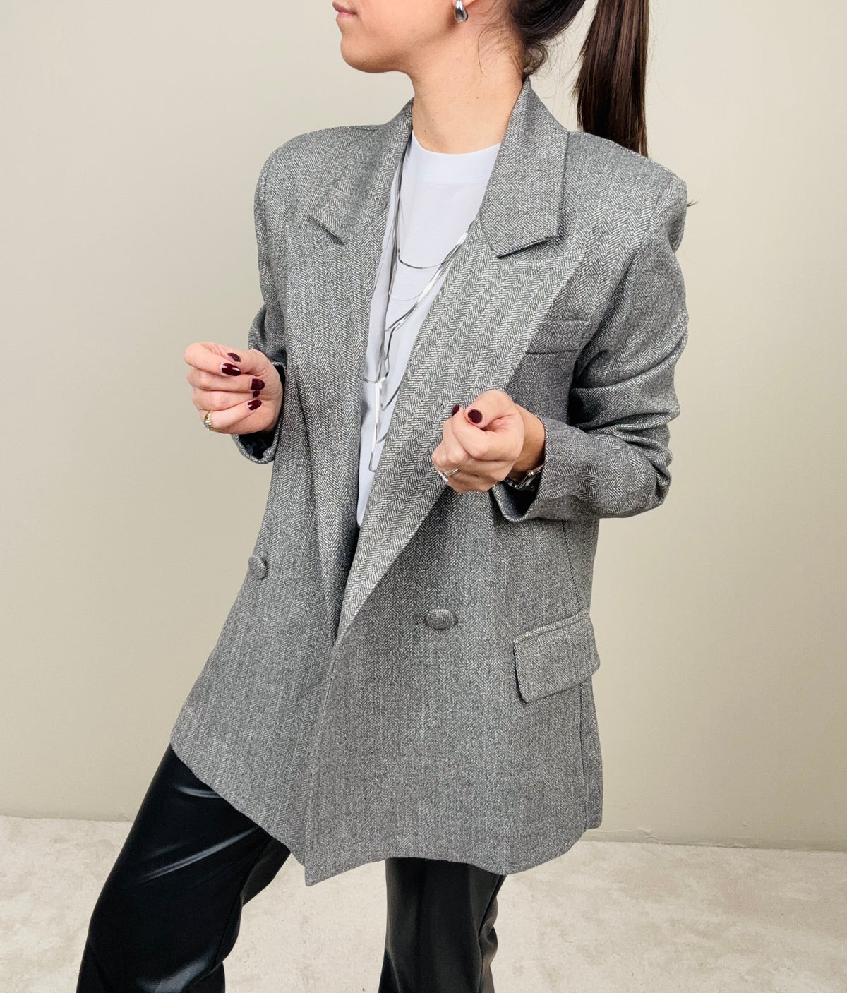 Blazer spinato grigio