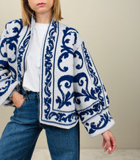 Cardigan bianco-bluette