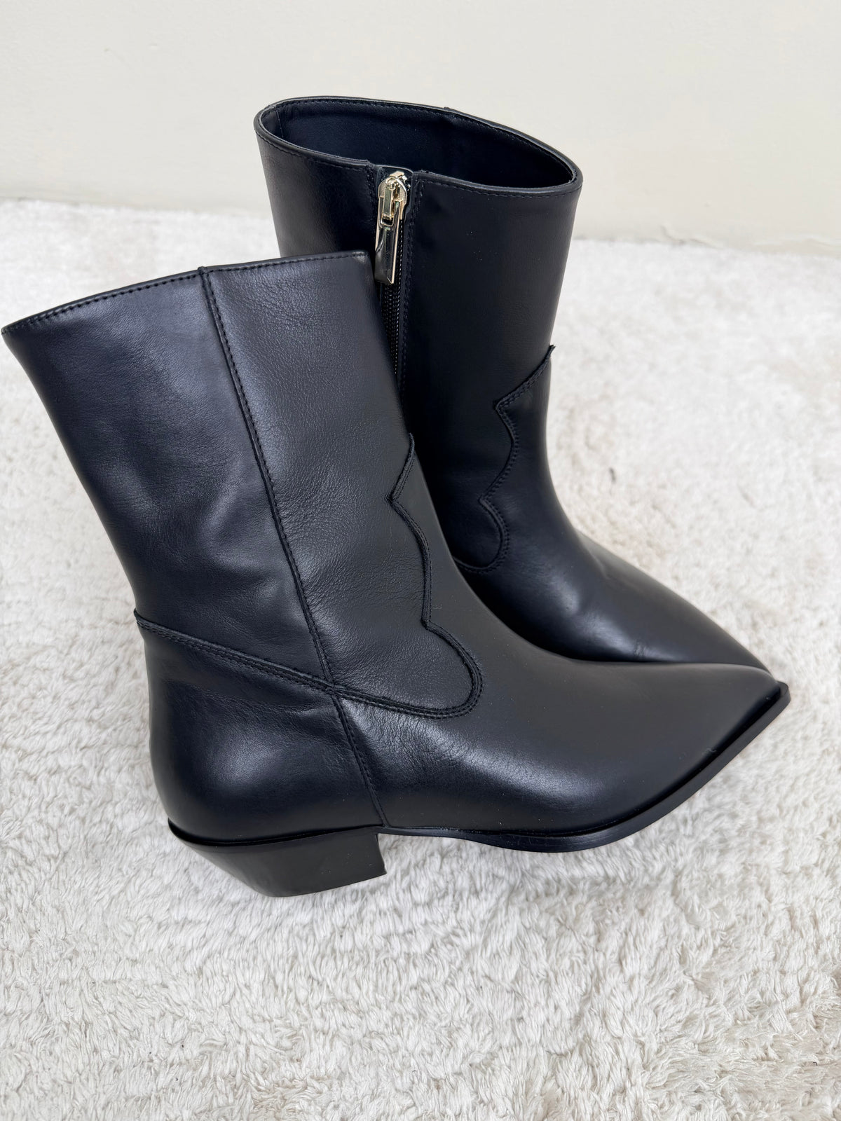 Texano nero in pelle