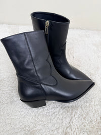 Texano nero in pelle