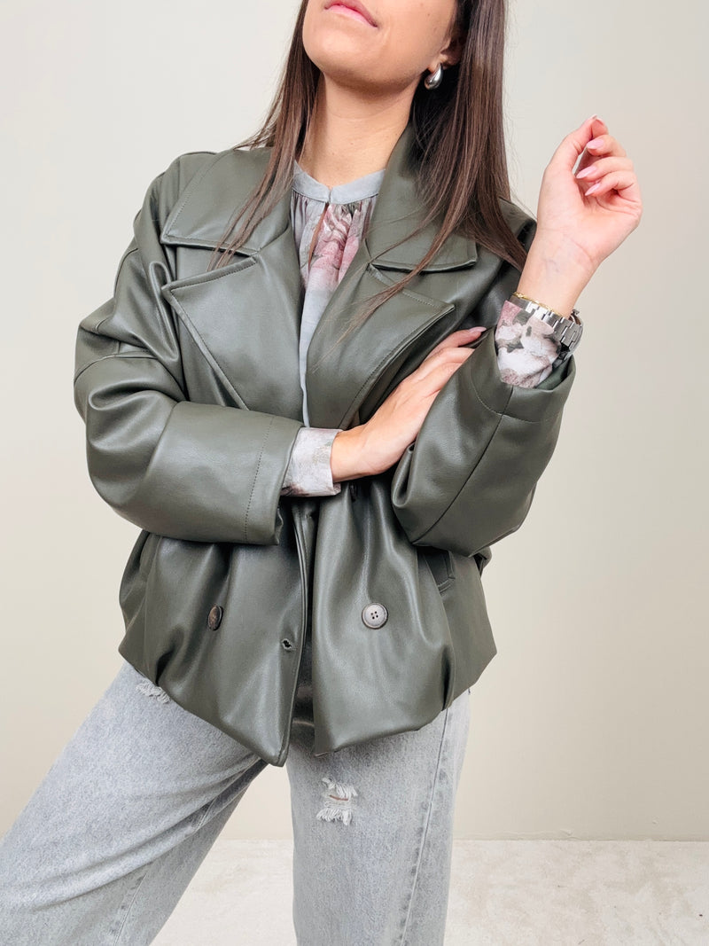 Bomber ecopelle oliva
