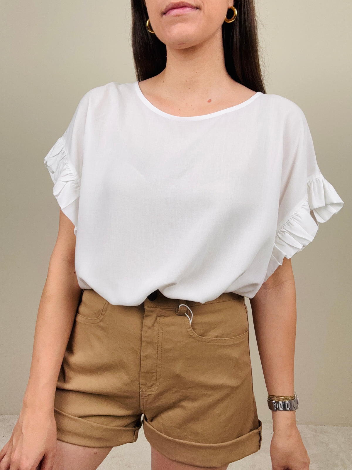 Blusa con manichetta a ruches