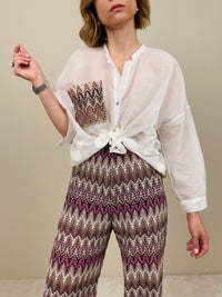 Camicia in cotone/seta con taschina tessuto stile missoni