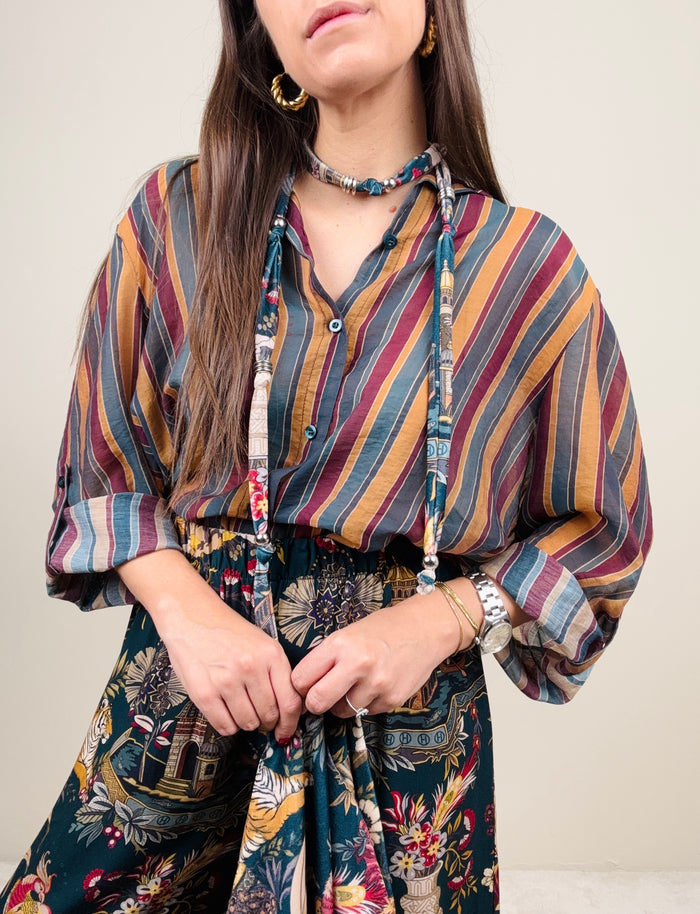 Camicia Nomad riga ottanio