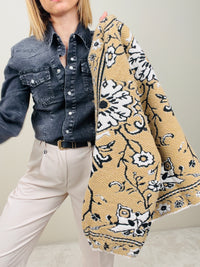 Cardigan flora beige-nero