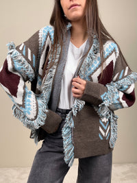 Cardigan rombi taupe