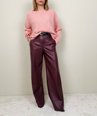 Pantalone palazzo ecopelle bordeaux