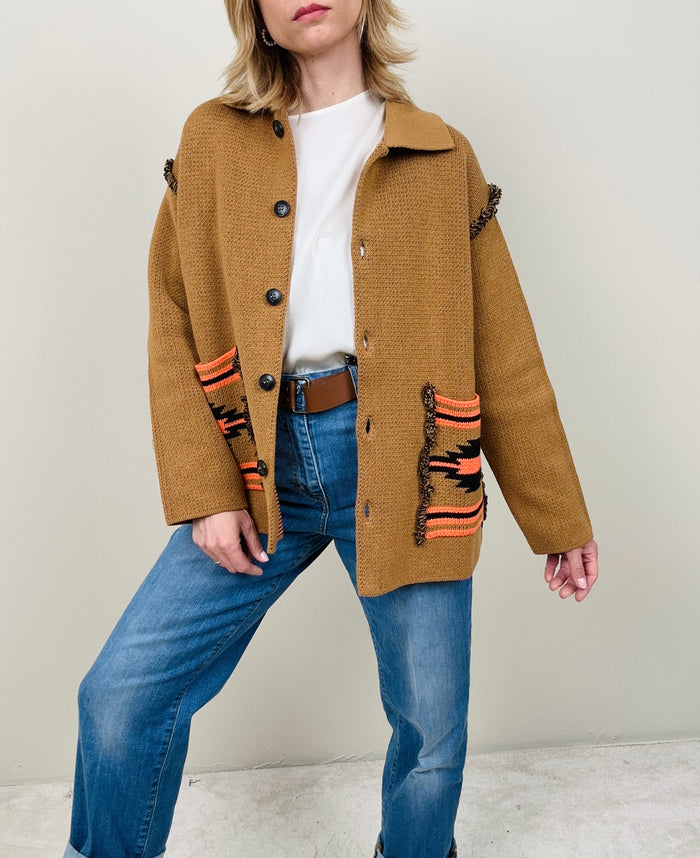 Cardigan tabacco-arancio