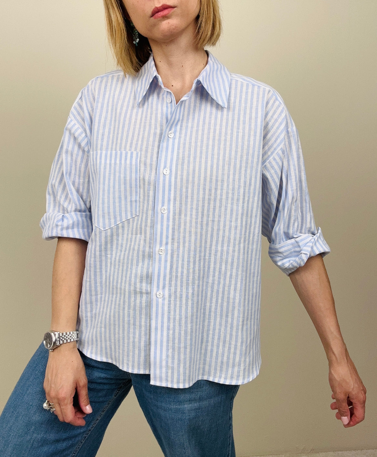 Camicia Summer Time riga azzurra