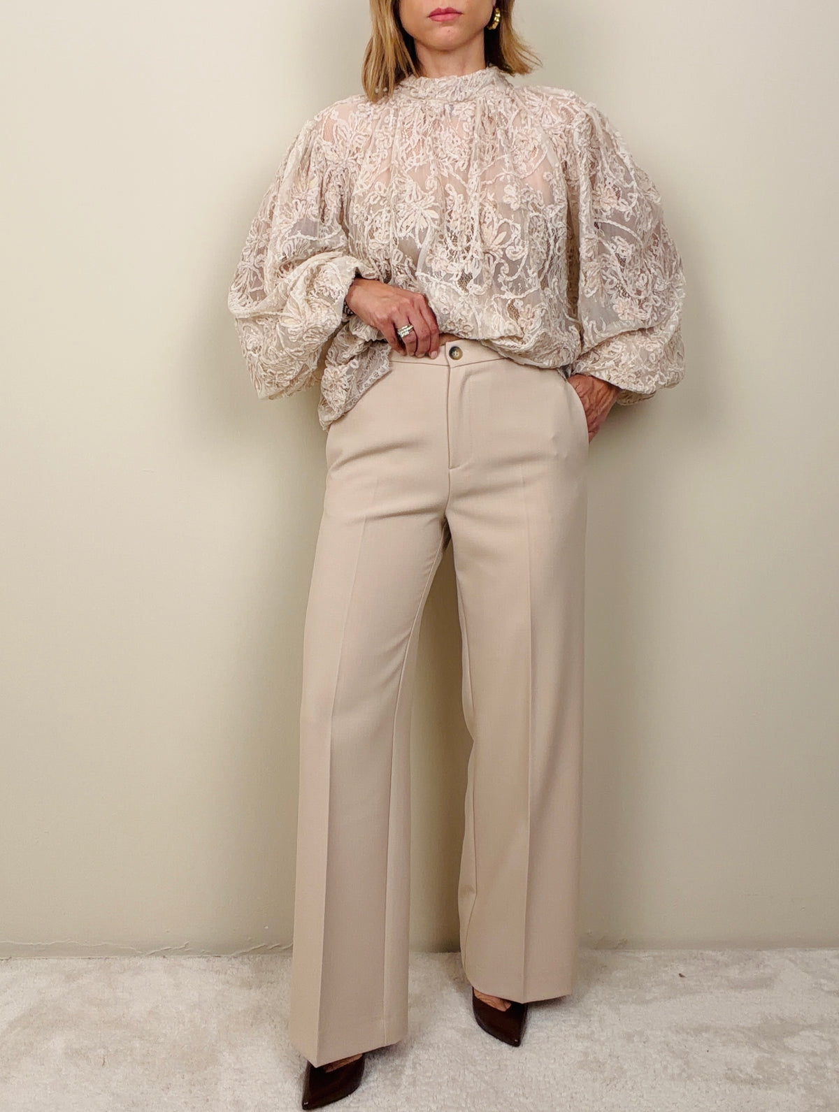 Pantalone palazzo burro