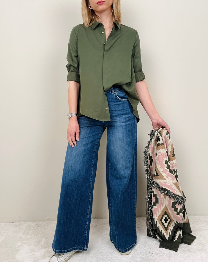 Jeans gamba larga blu denim