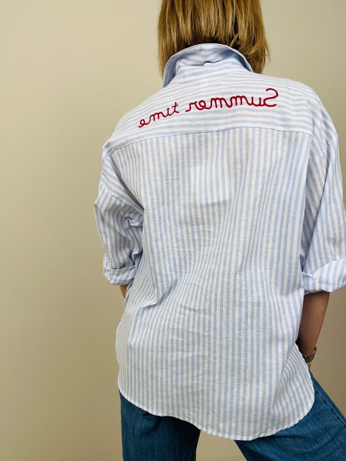 Camicia Summer Time riga azzurra