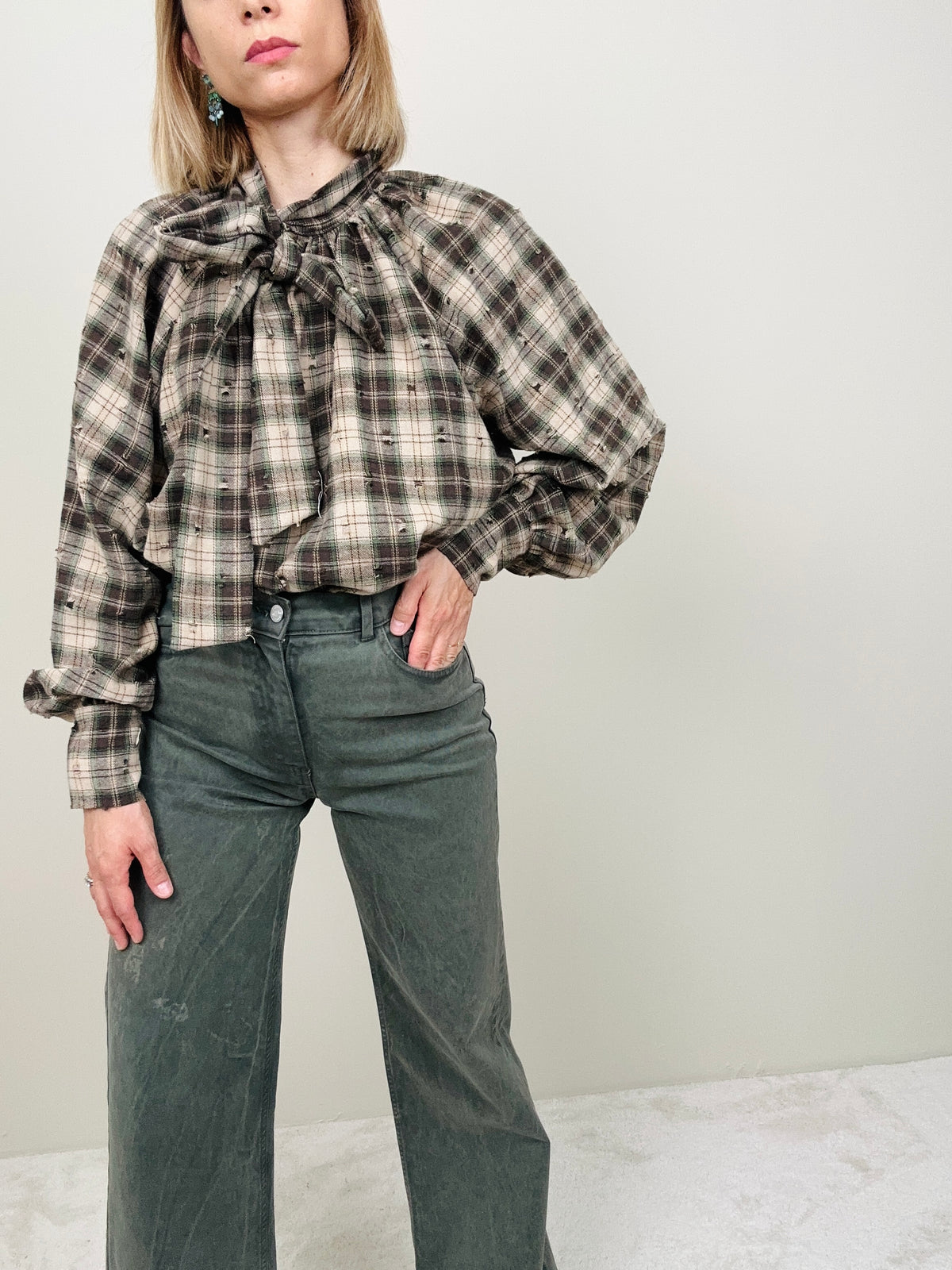 Camicia check con fiocco