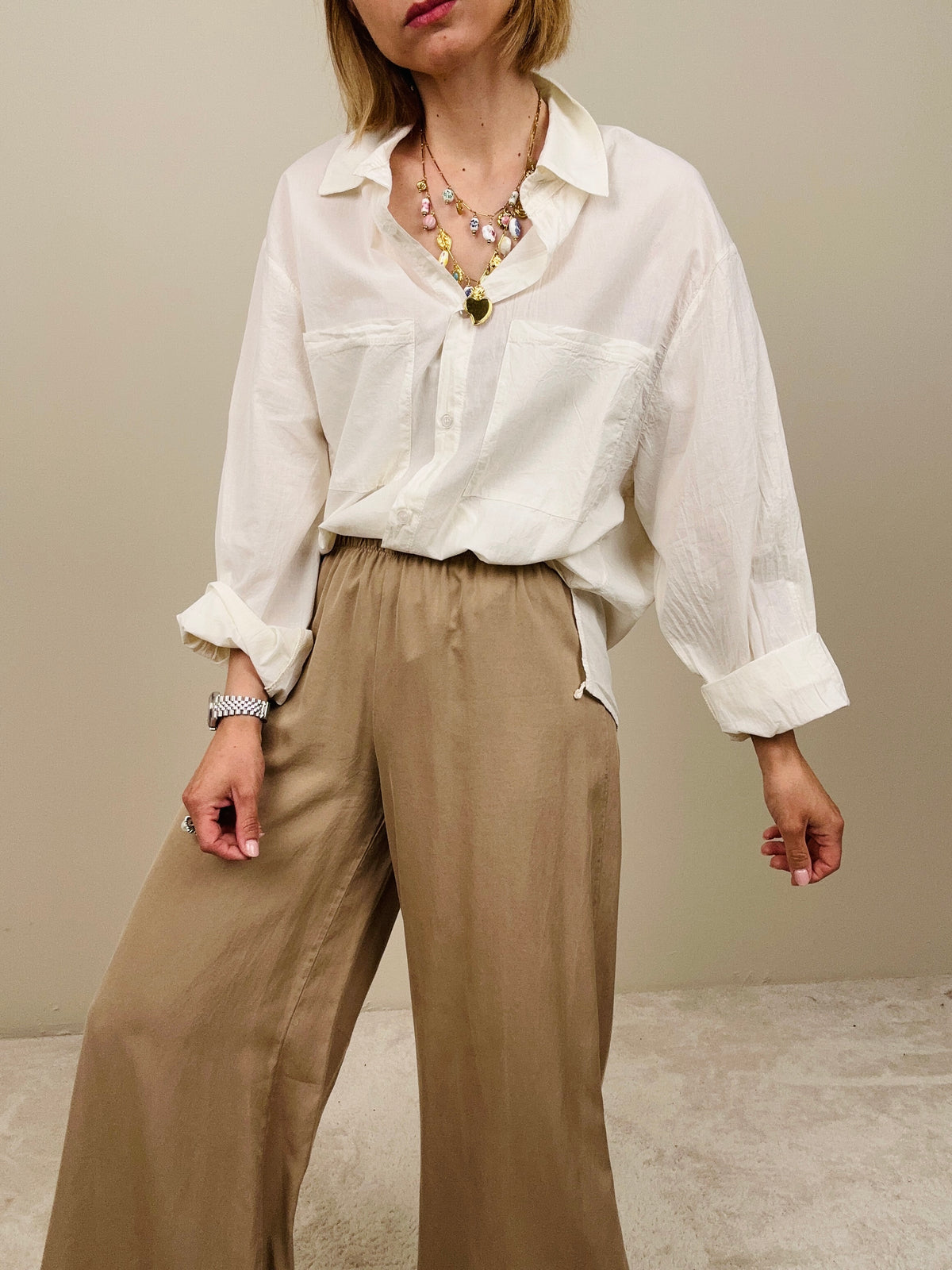 Camicia con colletto in mussola