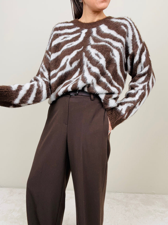 Pantalone cioccolato con cintura