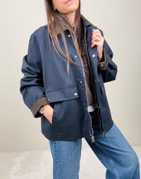 Giubbino blu stile Barbour
