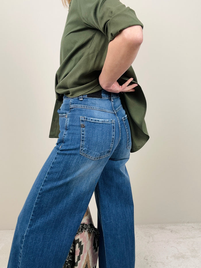 Jeans gamba larga blu denim