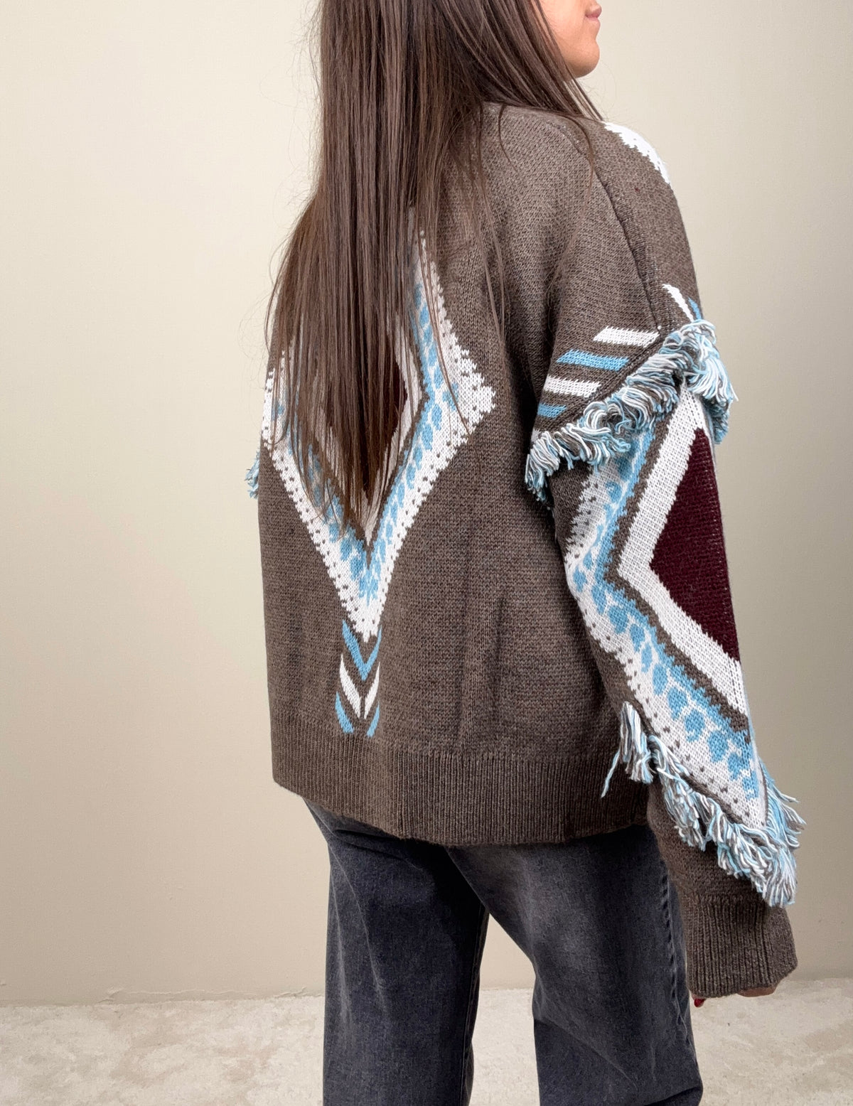 Cardigan rombi taupe