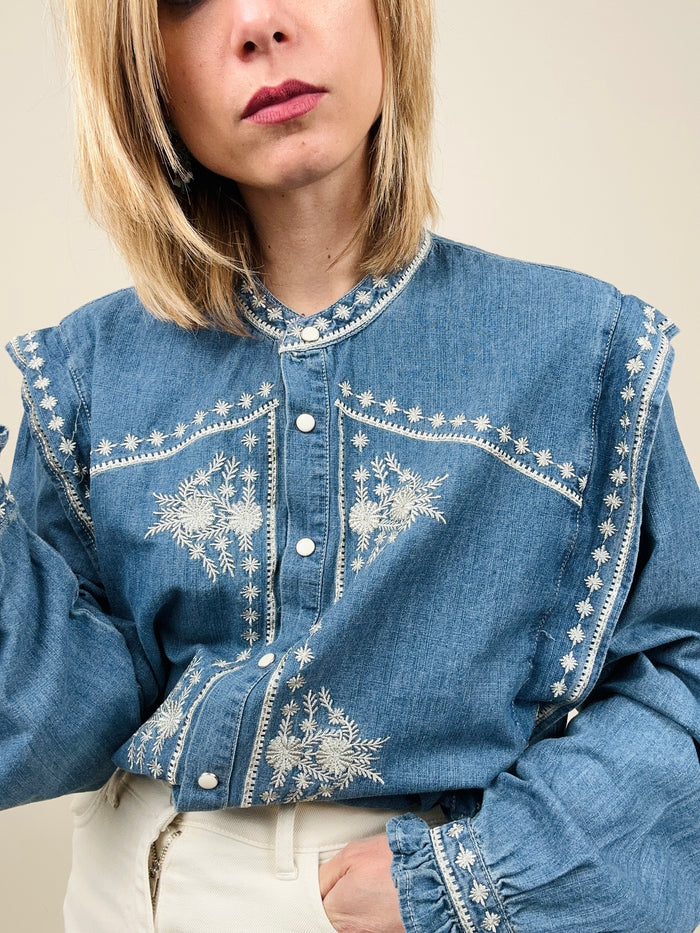 Camicia in jeans con ricami