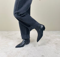 Texano nero in pelle