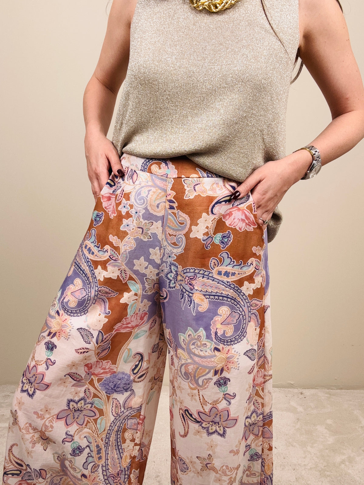 Pantalone fantasia lilla