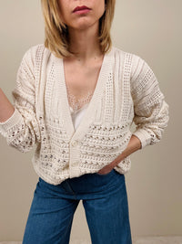 Cardigan punzonato burro