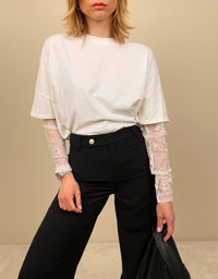 T-shirt con manica in pizzo (più colori)