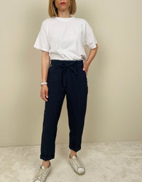 Pantalaccio viscosa e lino blu