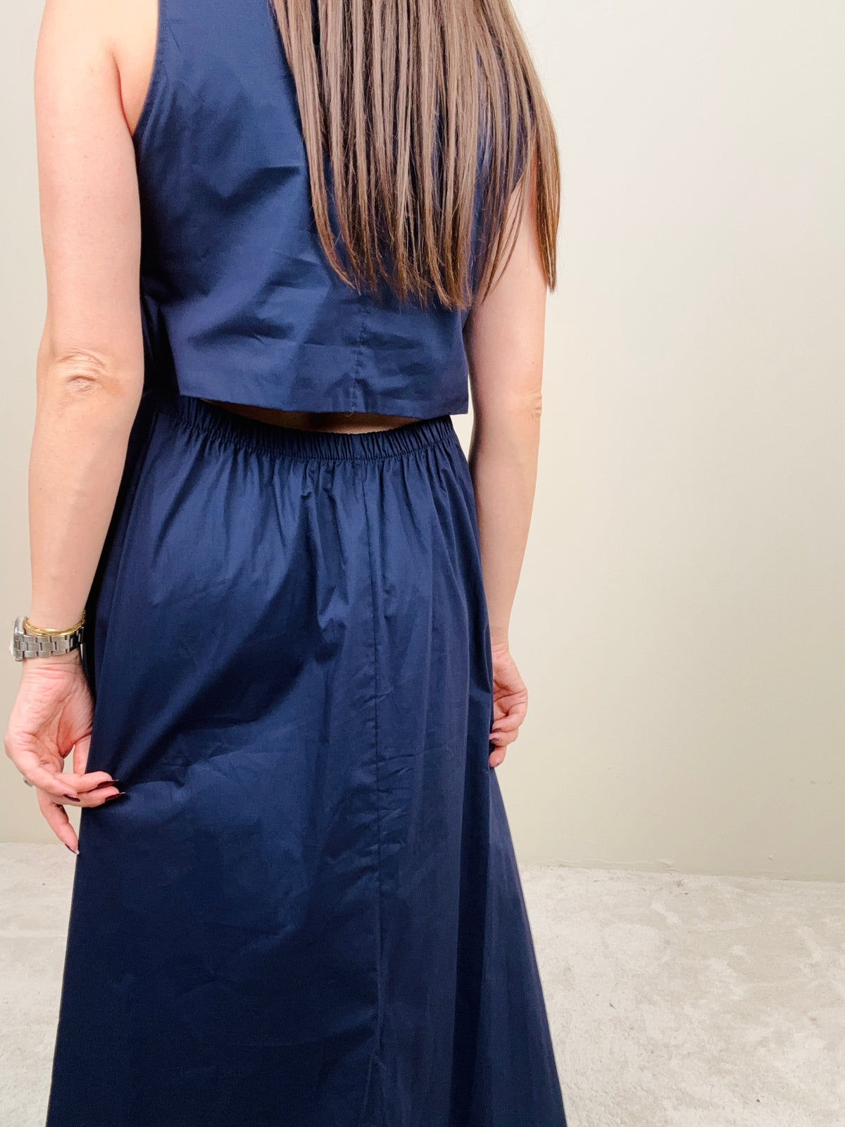 Abito lungo in cotone blu