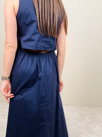 Abito lungo in cotone blu