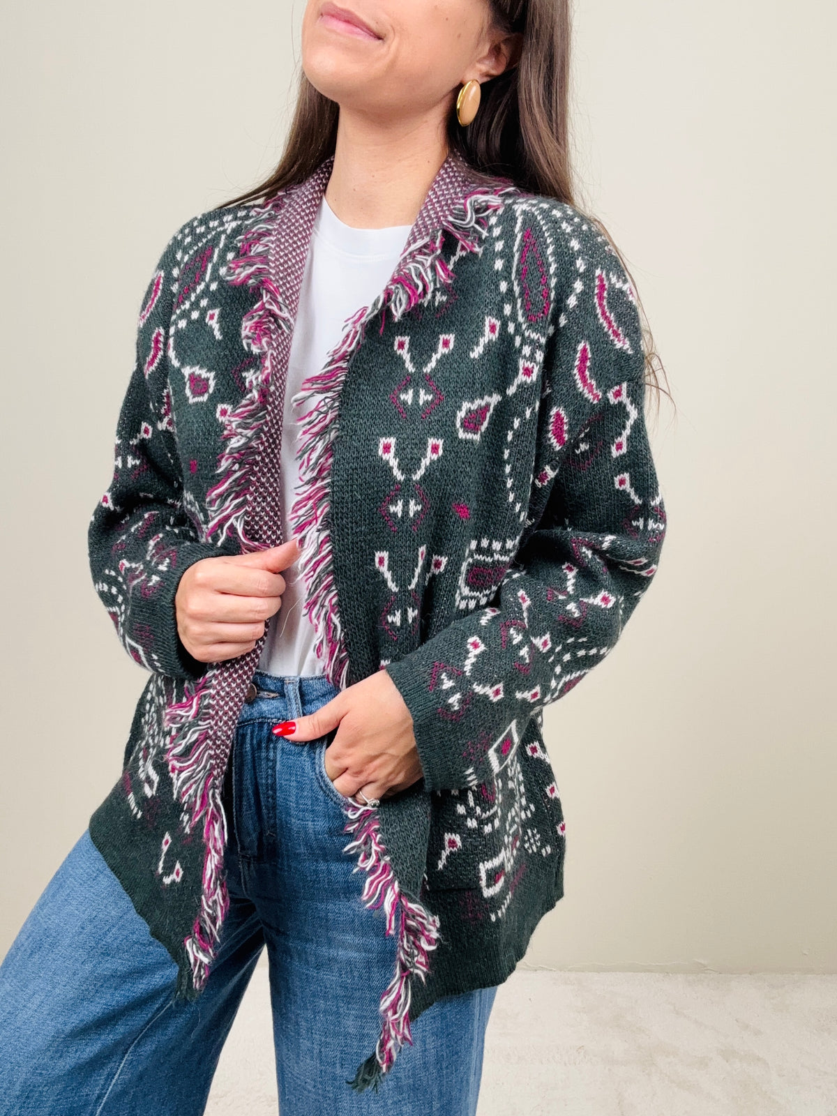 Cardigan bandana ottanio