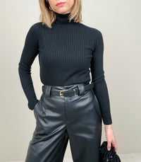 Pantalone palazzo ecopelle nero