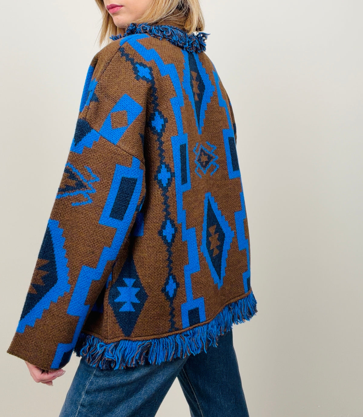 Cardigan etnico cacao-bluette