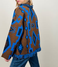 Cardigan etnico cacao-bluette