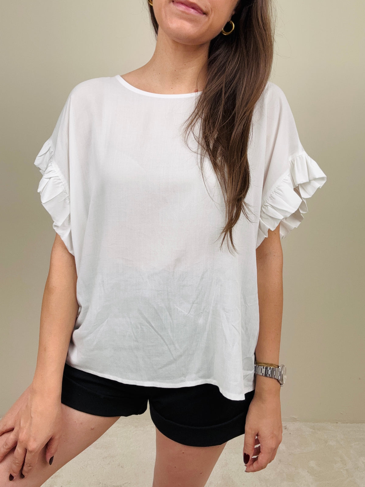 Blusa con manichetta a ruches