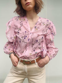 Camicia fiori&ruches rosa