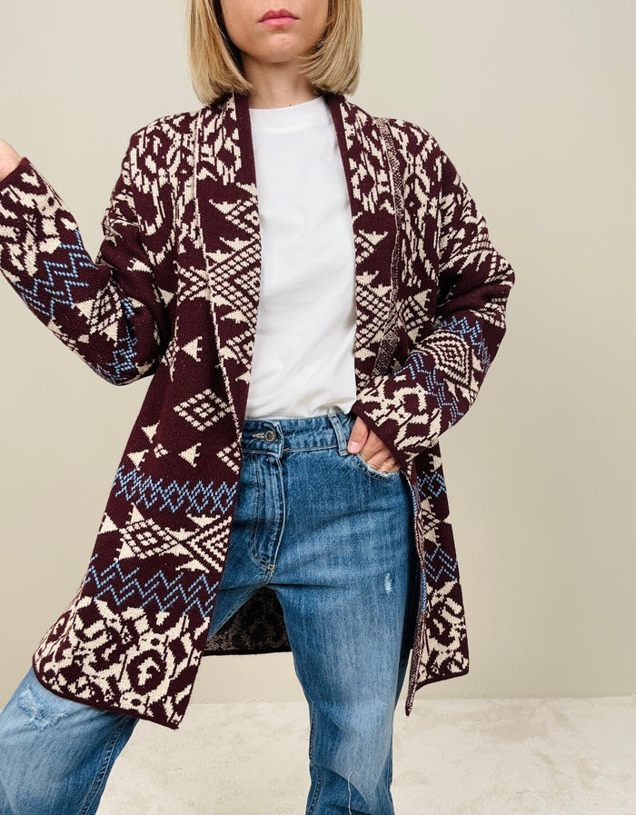 Cardigan fantasia bordeaux
