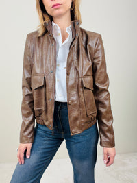 Giubbino in ecopelle marrone chiaro