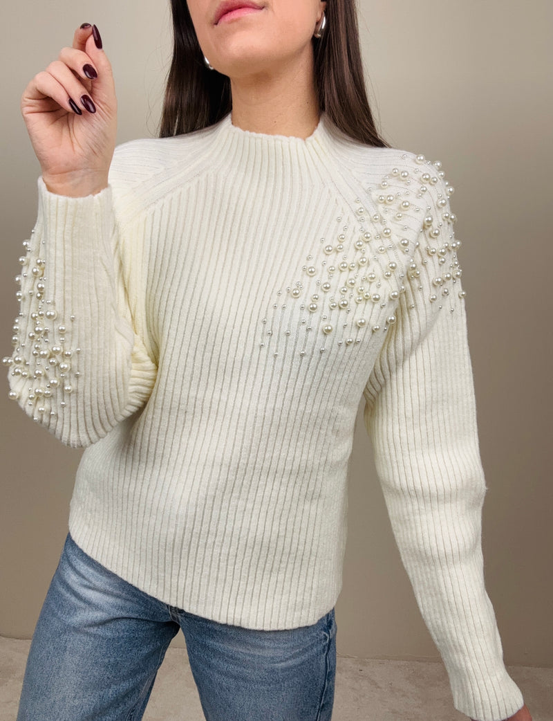 Maglioncino bianco con perle