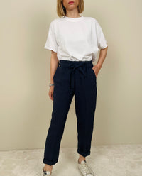 Pantalaccio viscosa e lino blu