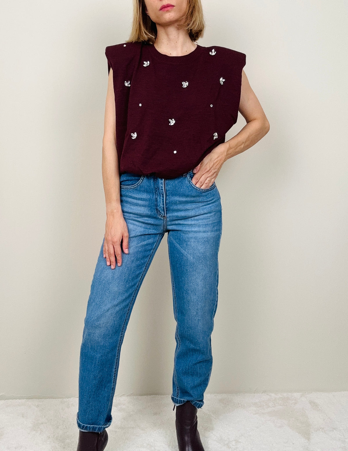Gilet in maglia con strass (più colori)
