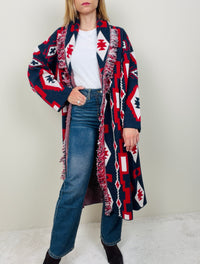 Cardigan geometrico lungo