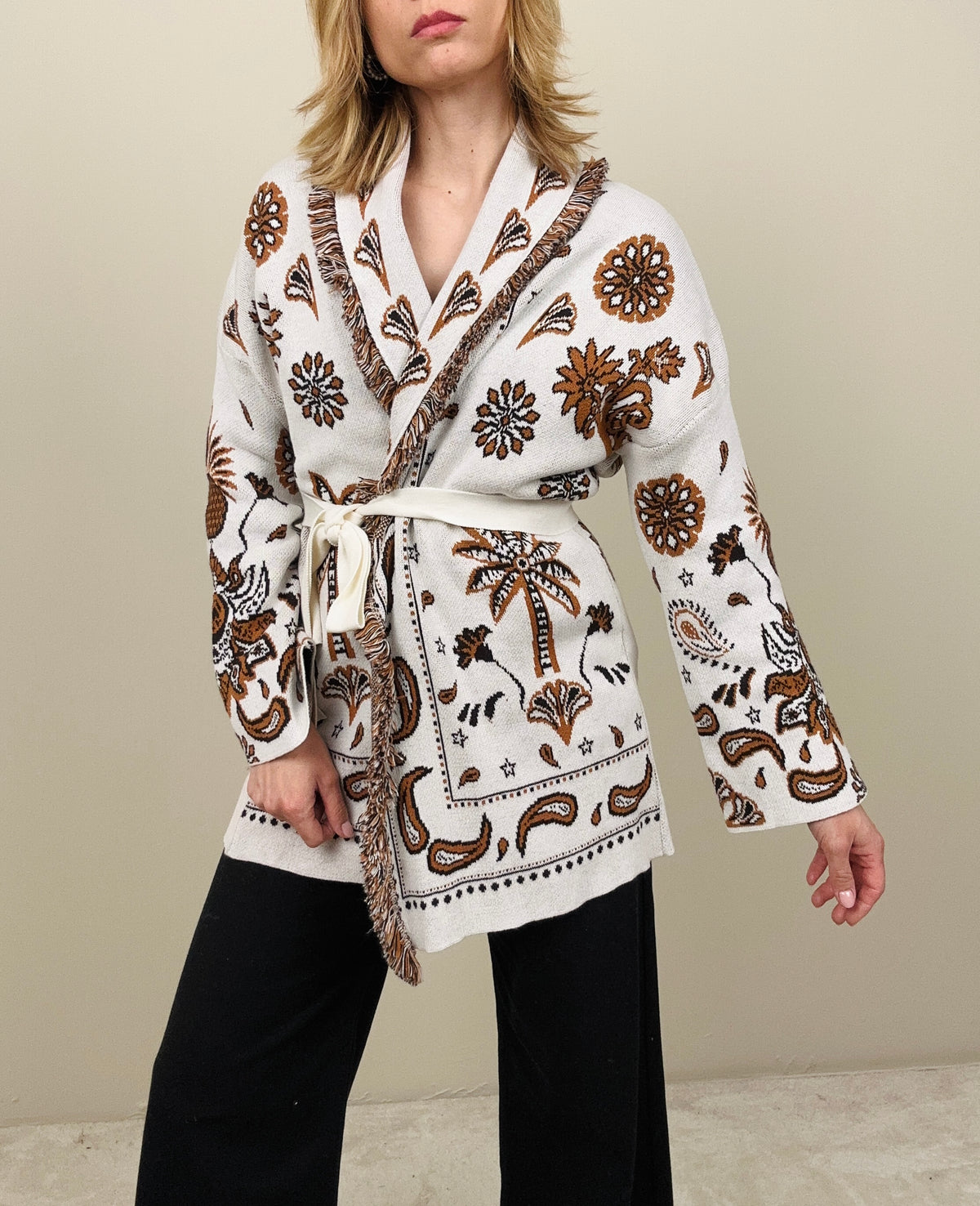 Cardigan palme tabacco