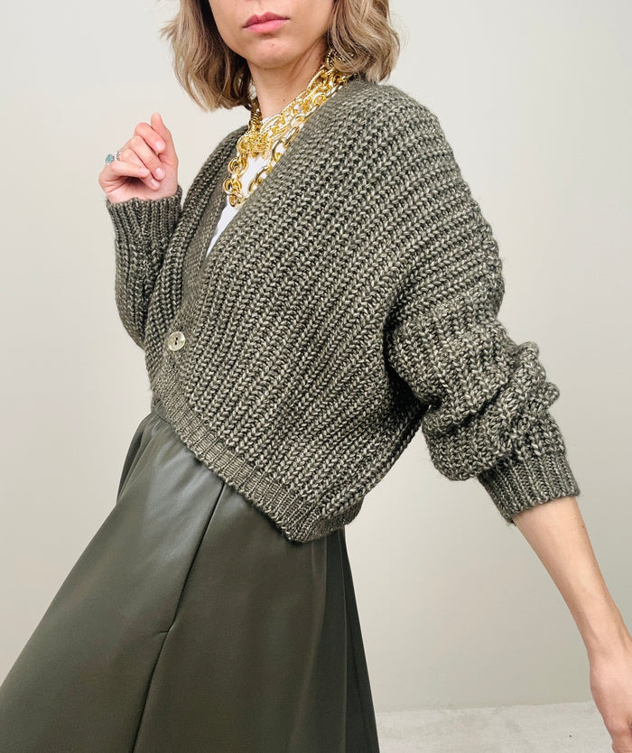 Cardigan verde mélange